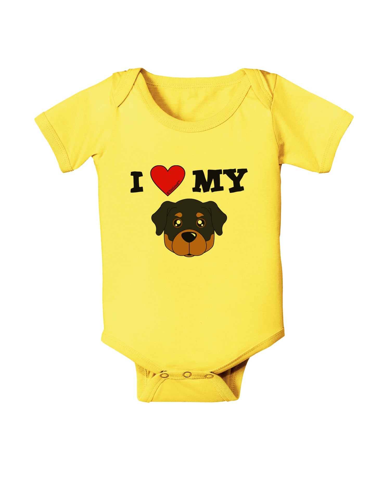 I Heart My - Cute Rottweiler Dog Baby Romper Bodysuit by TooLoud-Baby Romper-TooLoud-Yellow-06-Months-Davson Sales