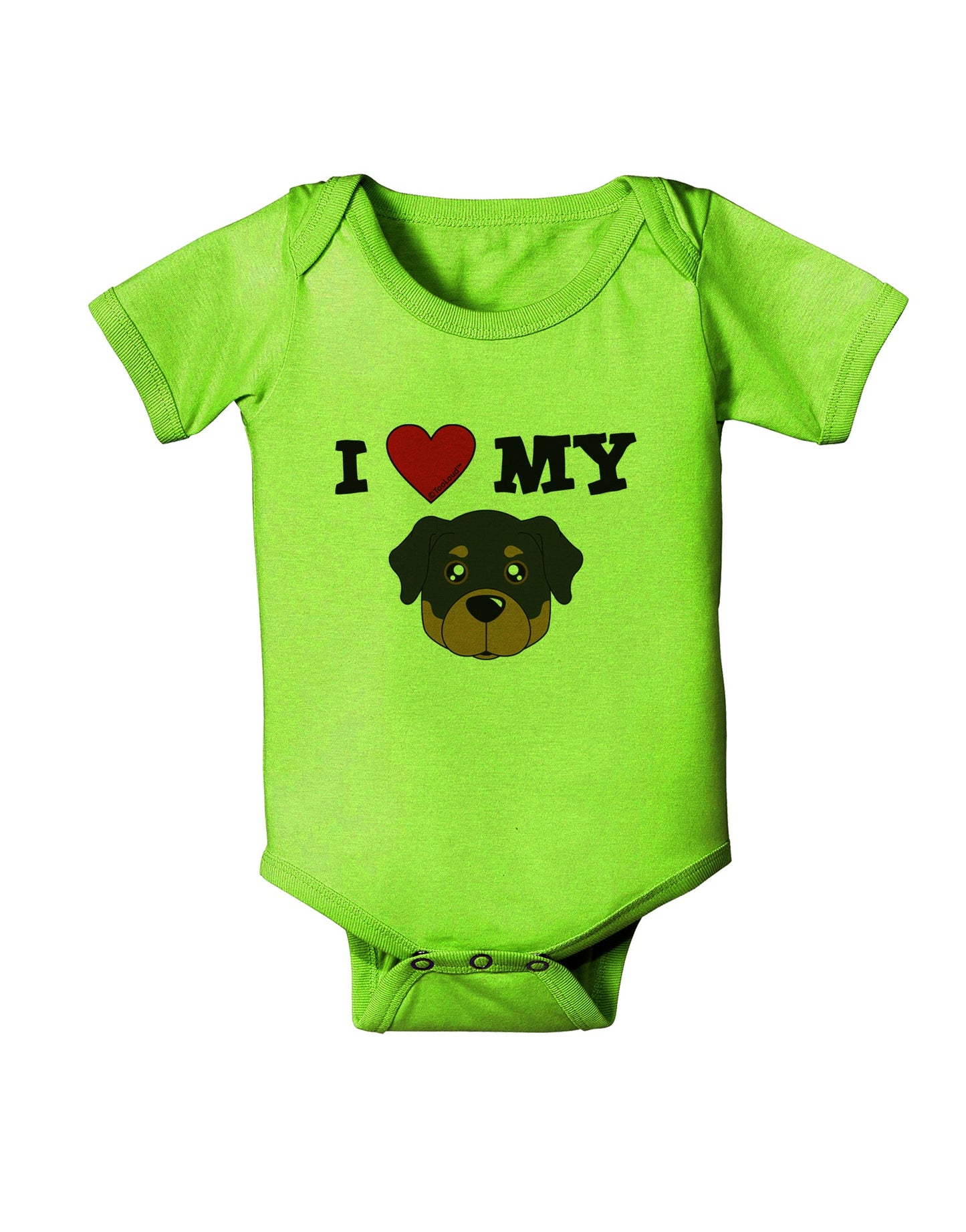I Heart My - Cute Rottweiler Dog Baby Romper Bodysuit by TooLoud-Baby Romper-TooLoud-Lime-Green-06-Months-Davson Sales