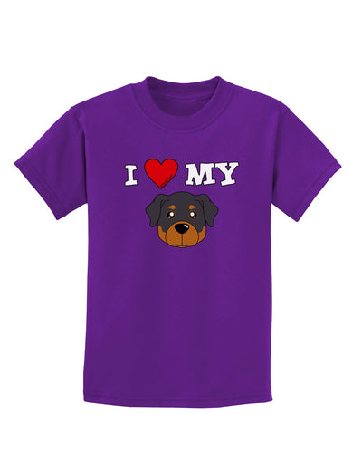 I Heart My - Cute Rottweiler Dog Childrens Dark T-Shirt by TooLoud-Childrens T-Shirt-TooLoud-Purple-X-Small-Davson Sales