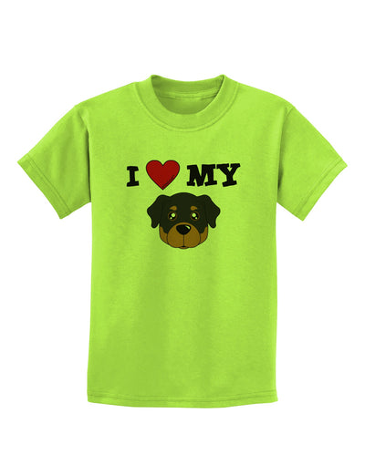 I Heart My - Cute Rottweiler Dog Childrens T-Shirt by TooLoud-Childrens T-Shirt-TooLoud-Lime-Green-X-Small-Davson Sales