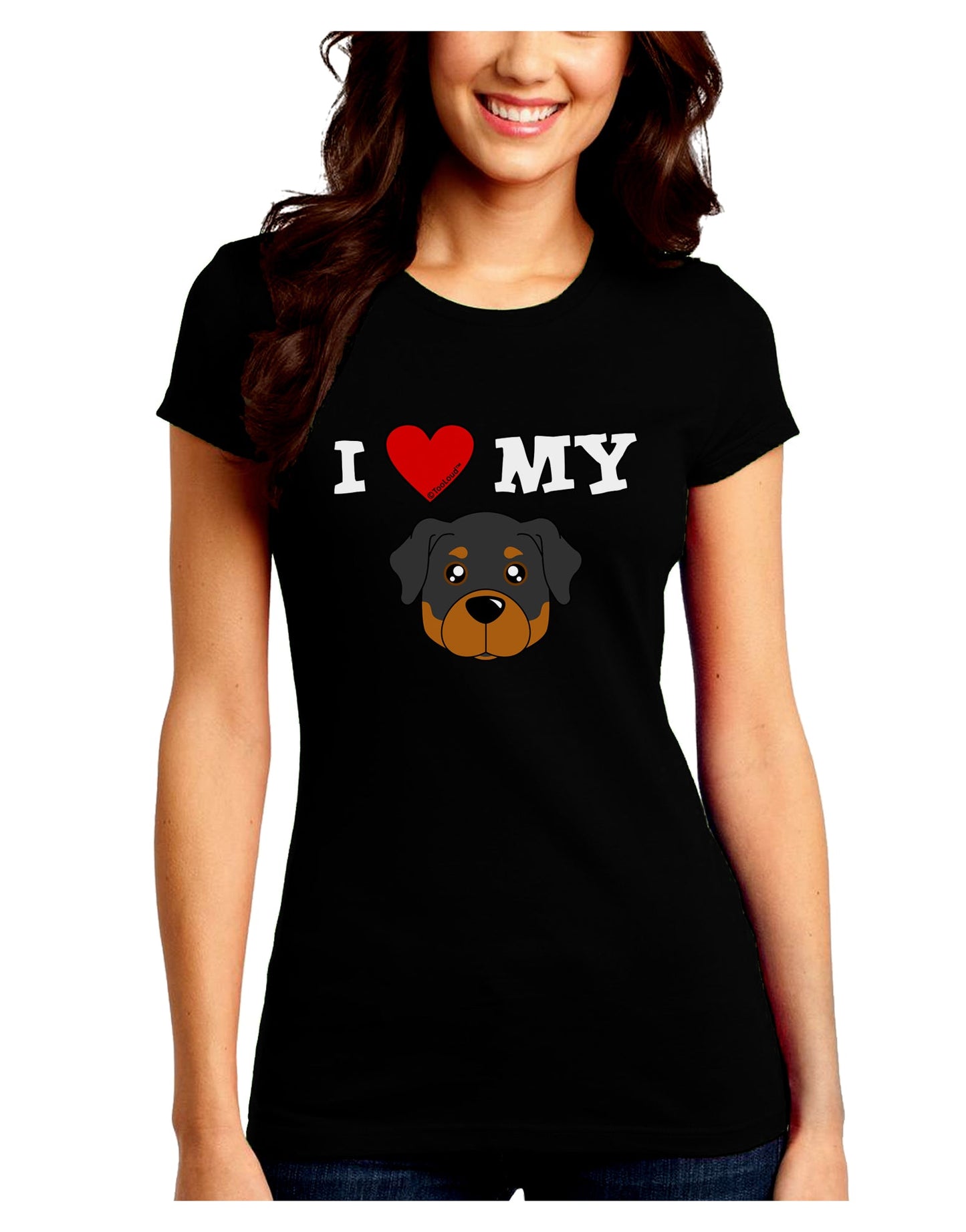 I Heart My - Cute Rottweiler Dog Juniors Crew Dark T-Shirt by TooLoud-T-Shirts Juniors Tops-TooLoud-Black-Juniors Fitted Small-Davson Sales