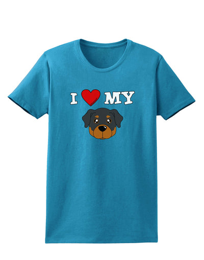 I Heart My - Cute Rottweiler Dog Womens Dark T-Shirt by TooLoud-Womens T-Shirt-TooLoud-Turquoise-X-Small-Davson Sales