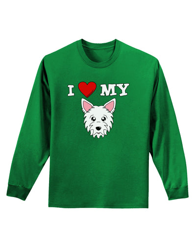 I Heart My - Cute Westie Dog Adult Long Sleeve Dark T-Shirt by TooLoud-TooLoud-Kelly-Green-Small-Davson Sales