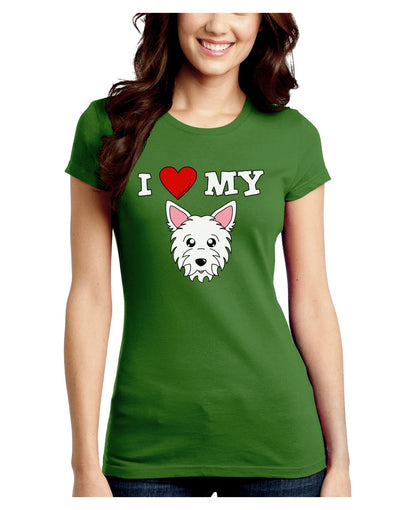 I Heart My - Cute Westie Dog Juniors Crew Dark T-Shirt by TooLoud-T-Shirts Juniors Tops-TooLoud-Kiwi-Green-Juniors Fitted X-Small-Davson Sales