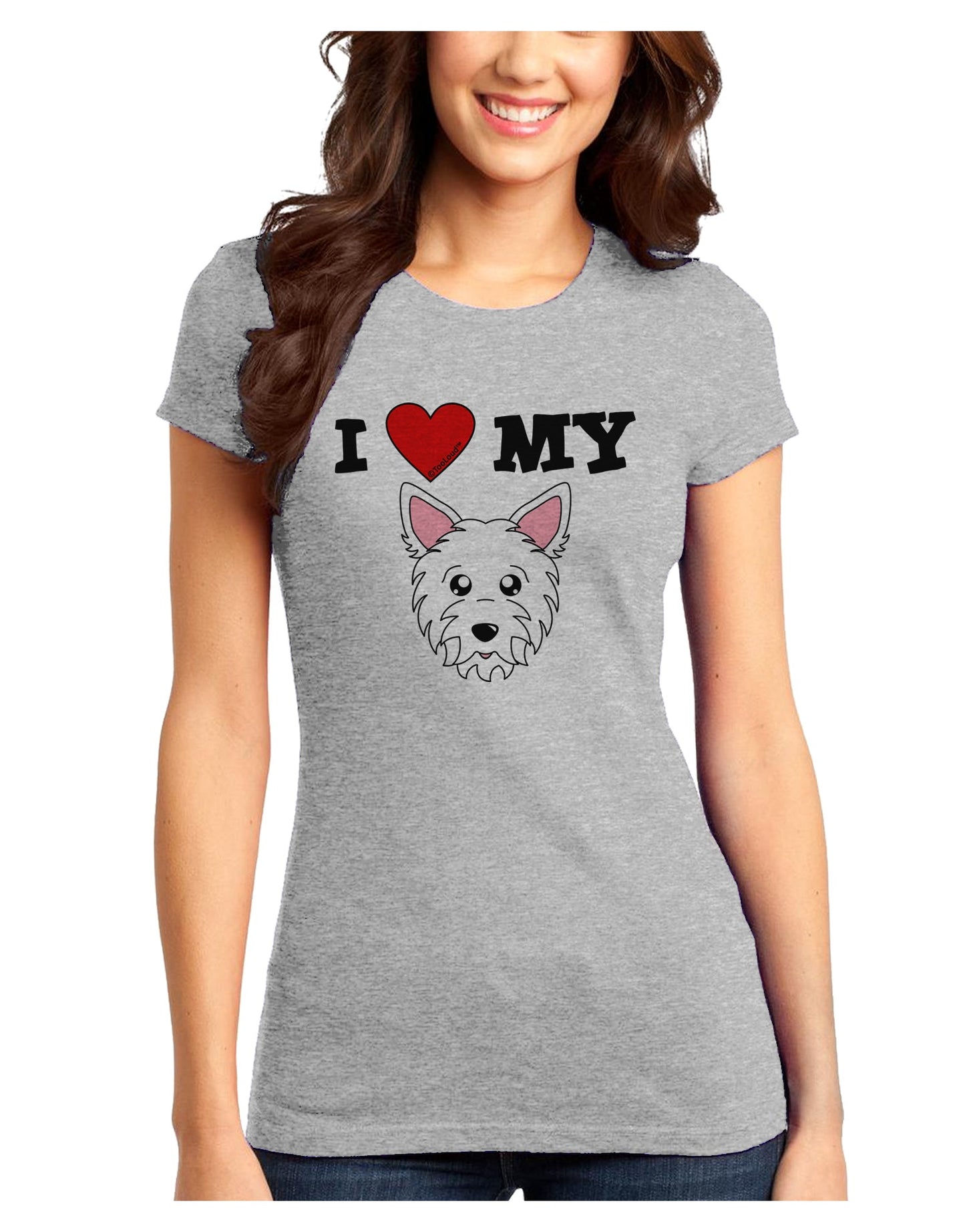 I Heart My - Cute Westie Dog Juniors T-Shirt by TooLoud-Womens Juniors T-Shirt-TooLoud-Ash-Gray-Juniors Fitted X-Small-Davson Sales