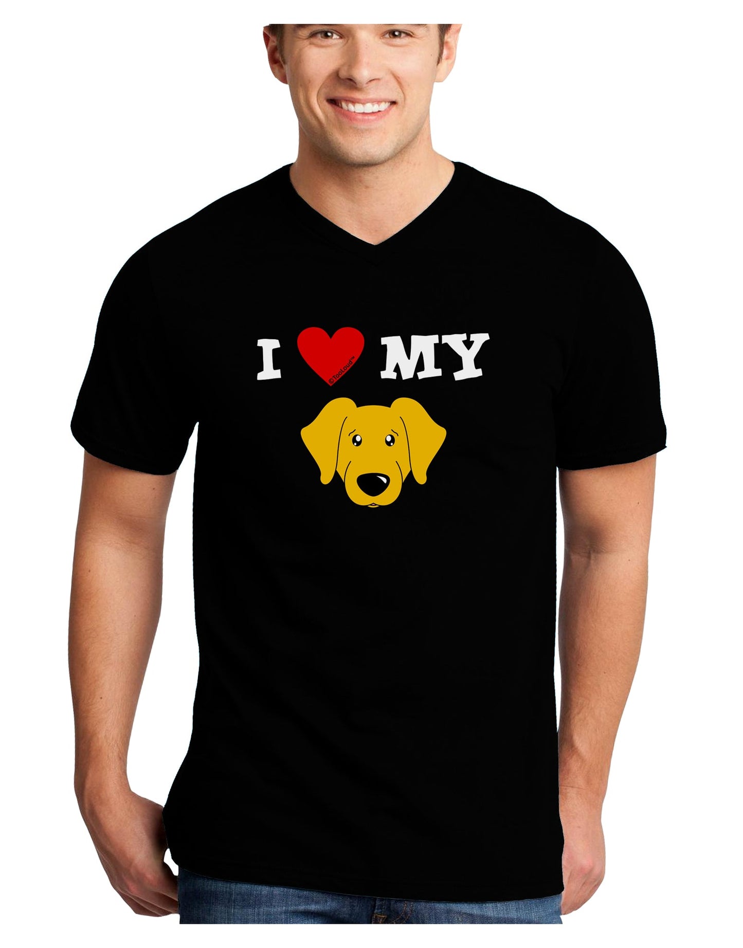 I Heart My - Cute Yellow Labrador Retriever Dog Adult Dark V-Neck T-Shirt by TooLoud-Mens V-Neck T-Shirt-TooLoud-Black-Small-Davson Sales