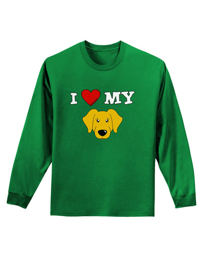 I Heart My - Cute Yellow Labrador Retriever Dog Adult Long Sleeve Dark T-Shirt by TooLoud-TooLoud-Kelly-Green-Small-Davson Sales