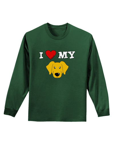 I Heart My - Cute Yellow Labrador Retriever Dog Adult Long Sleeve Dark T-Shirt by TooLoud-TooLoud-Dark-Green-Small-Davson Sales