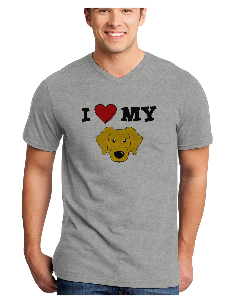 I Heart My - Cute Yellow Labrador Retriever Dog Adult V-Neck T-shirt by TooLoud-Mens V-Neck T-Shirt-TooLoud-White-Small-Davson Sales