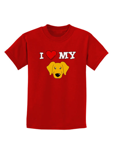 I Heart My - Cute Yellow Labrador Retriever Dog Childrens Dark T-Shirt by TooLoud-Childrens T-Shirt-TooLoud-Red-X-Small-Davson Sales