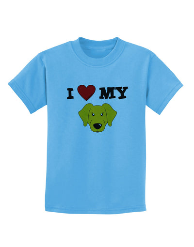 I Heart My - Cute Yellow Labrador Retriever Dog Childrens T-Shirt by TooLoud-Childrens T-Shirt-TooLoud-Aquatic-Blue-X-Small-Davson Sales