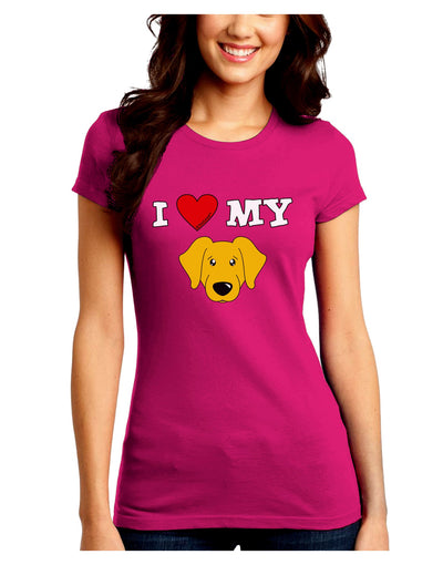 I Heart My - Cute Yellow Labrador Retriever Dog Juniors Crew Dark T-Shirt by TooLoud-T-Shirts Juniors Tops-TooLoud-Hot-Pink-Juniors Fitted Small-Davson Sales