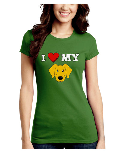 I Heart My - Cute Yellow Labrador Retriever Dog Juniors Crew Dark T-Shirt by TooLoud-T-Shirts Juniors Tops-TooLoud-Kiwi-Green-Juniors Fitted X-Small-Davson Sales