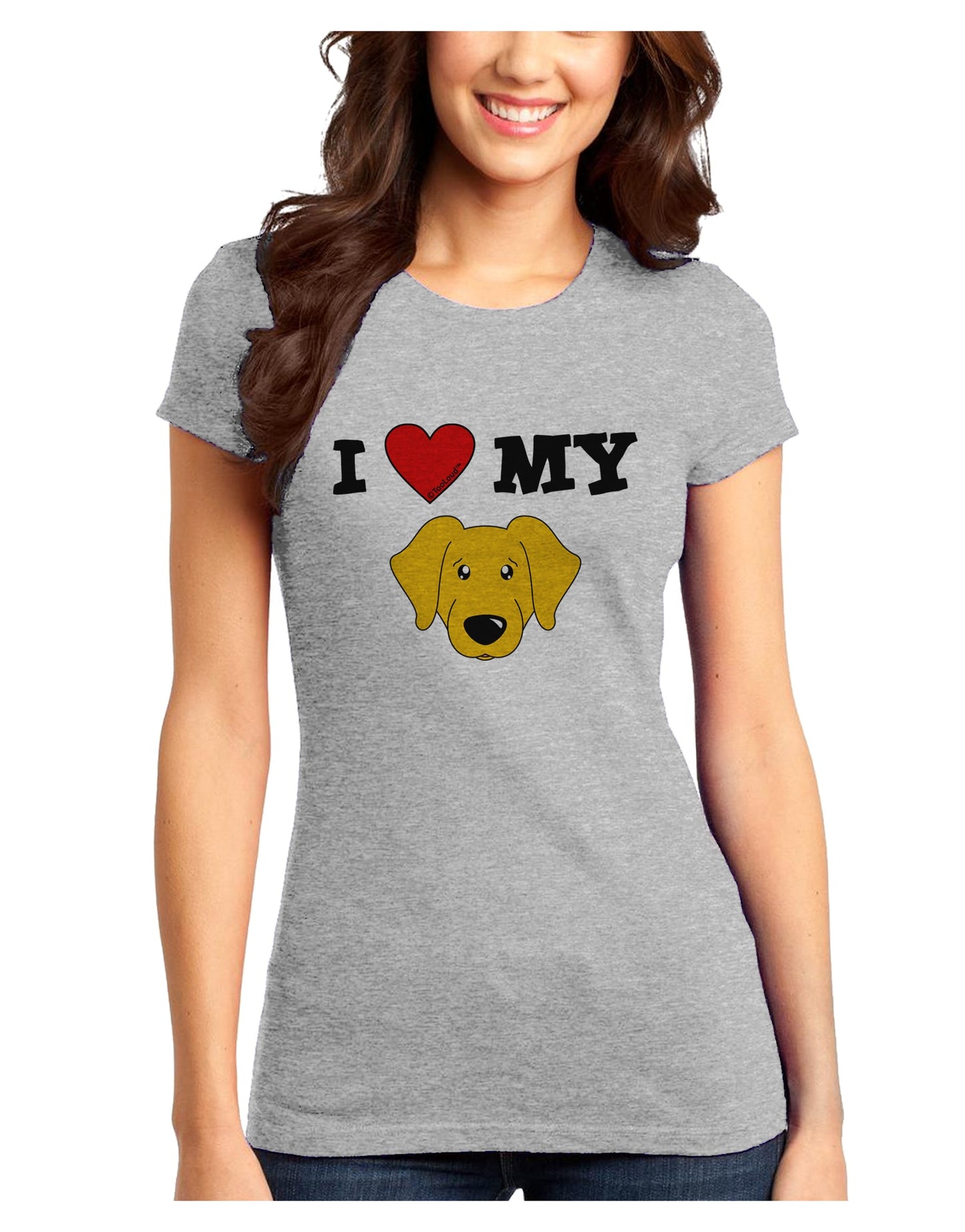 I Heart My - Cute Yellow Labrador Retriever Dog Juniors T-Shirt by TooLoud-Womens Juniors T-Shirt-TooLoud-Ash-Gray-Juniors Fitted X-Small-Davson Sales
