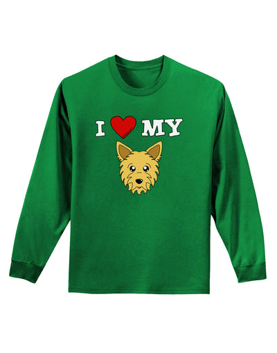 I Heart My - Cute Yorkshire Terrier Yorkie Dog Adult Long Sleeve Dark T-Shirt by TooLoud-TooLoud-Kelly-Green-Small-Davson Sales