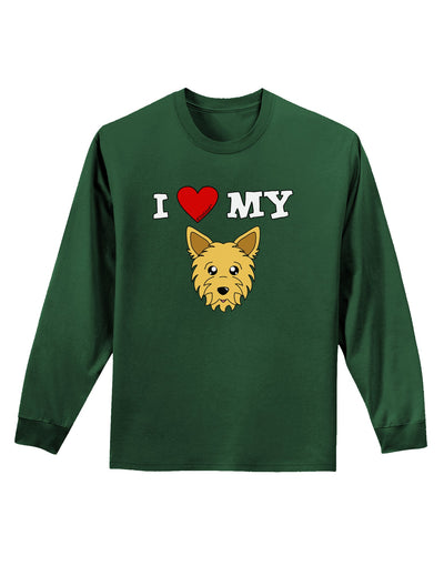 I Heart My - Cute Yorkshire Terrier Yorkie Dog Adult Long Sleeve Dark T-Shirt by TooLoud-TooLoud-Dark-Green-Small-Davson Sales