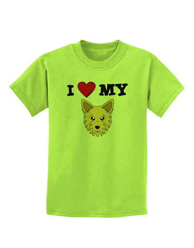 I Heart My - Cute Yorkshire Terrier Yorkie Dog Childrens T-Shirt by TooLoud-Childrens T-Shirt-TooLoud-Lime-Green-X-Small-Davson Sales