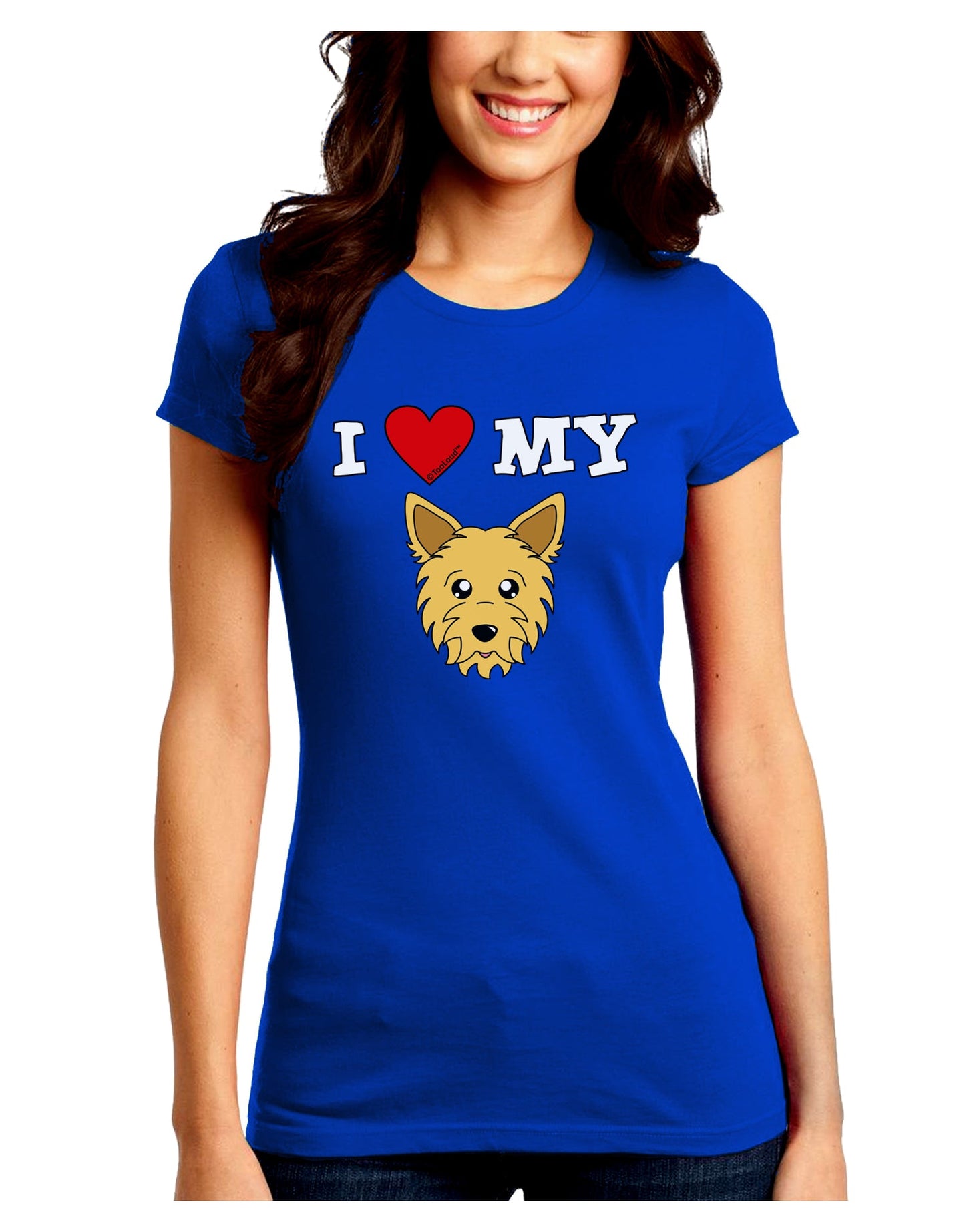I Heart My - Cute Yorkshire Terrier Yorkie Dog Juniors Crew Dark T-Shirt by TooLoud-T-Shirts Juniors Tops-TooLoud-Royal-Blue-Juniors Fitted Small-Davson Sales