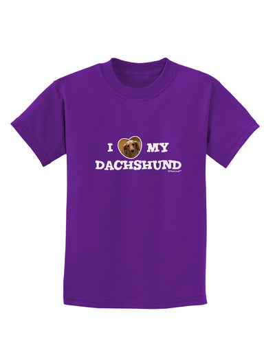 I Heart My Dachshund Childrens Dark T-Shirt by TooLoud-Childrens T-Shirt-TooLoud-Purple-X-Small-Davson Sales