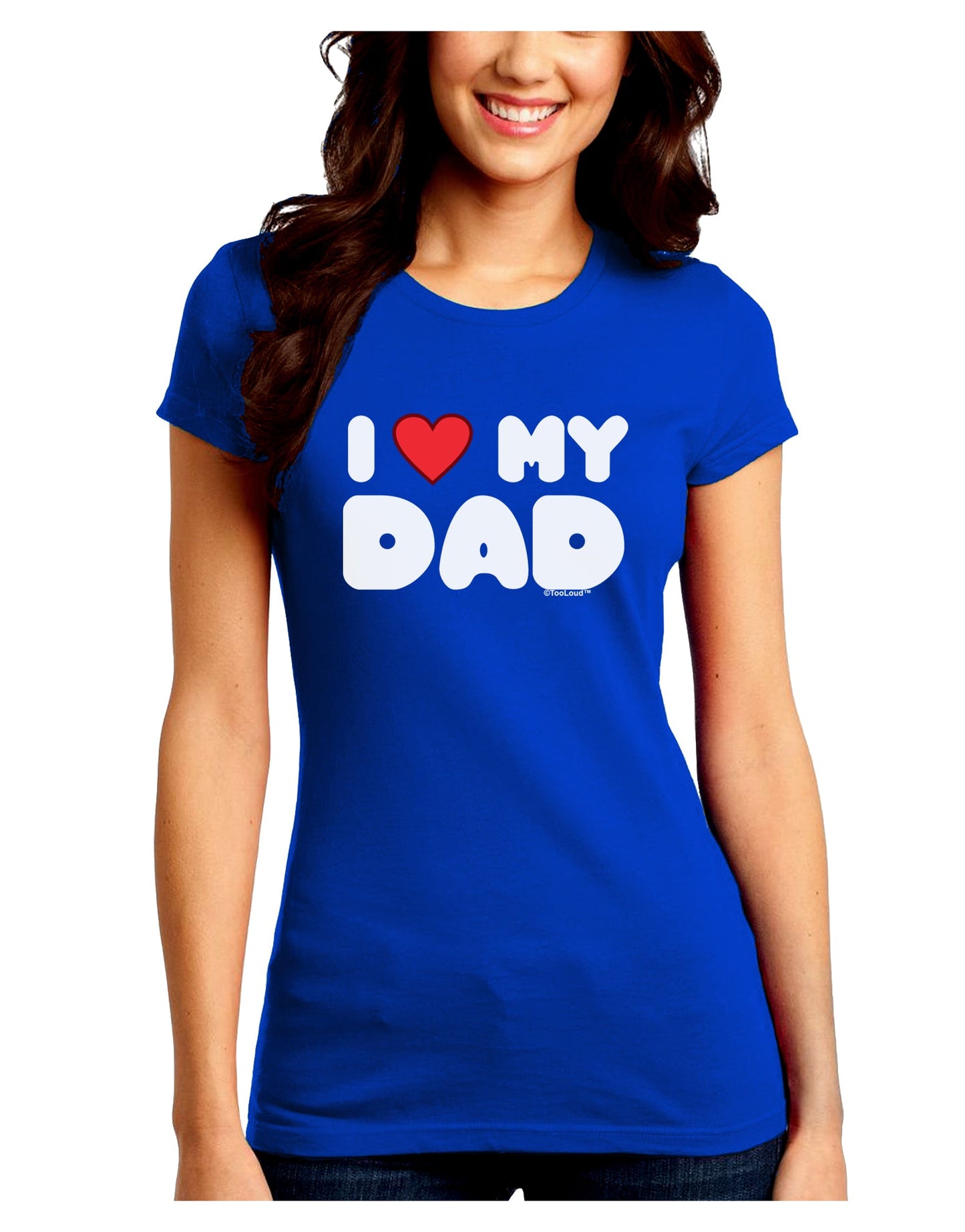 I Heart My Dad Juniors Crew Dark T-Shirt by TooLoud-T-Shirts Juniors Tops-TooLoud-Royal-Blue-Juniors Fitted Small-Davson Sales