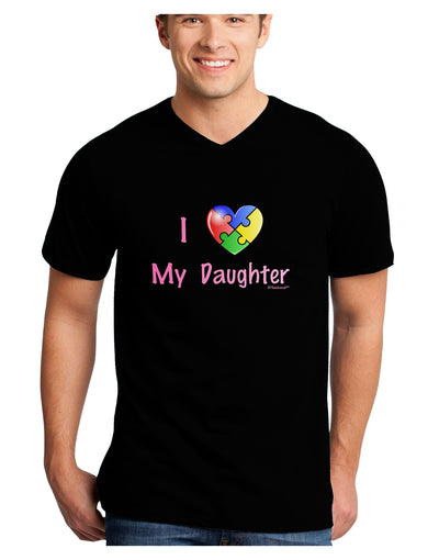 I Heart My Daughter - Autism Awareness Adult Dark V-Neck T-Shirt by TooLoud-Mens V-Neck T-Shirt-TooLoud-Black-Small-Davson Sales