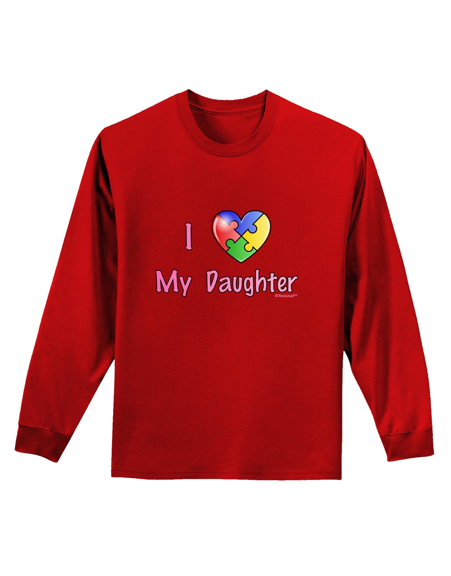 I Heart My Daughter - Autism Awareness Adult Long Sleeve Dark T-Shirt by TooLoud-TooLoud-Red-Small-Davson Sales