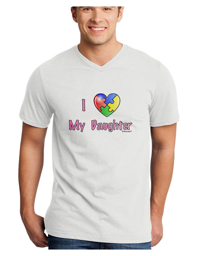 I Heart My Daughter - Autism Awareness Adult V-Neck T-shirt by TooLoud-Mens V-Neck T-Shirt-TooLoud-White-Small-Davson Sales