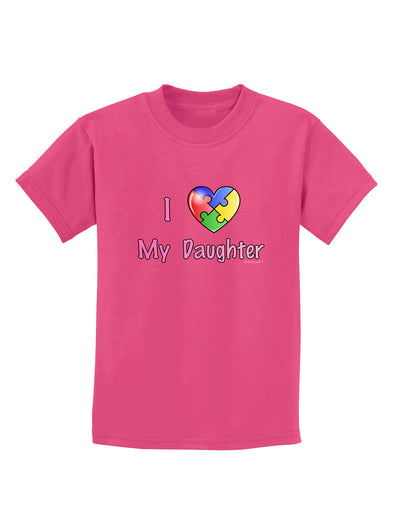 I Heart My Daughter - Autism Awareness Childrens Dark T-Shirt by TooLoud-Childrens T-Shirt-TooLoud-Sangria-X-Small-Davson Sales