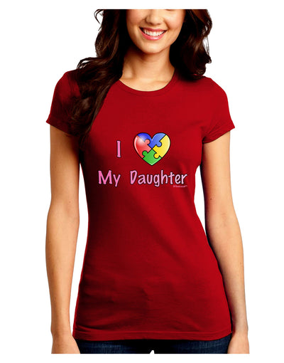 I Heart My Daughter - Autism Awareness Juniors Crew Dark T-Shirt by TooLoud-T-Shirts Juniors Tops-TooLoud-Red-Juniors Fitted Small-Davson Sales