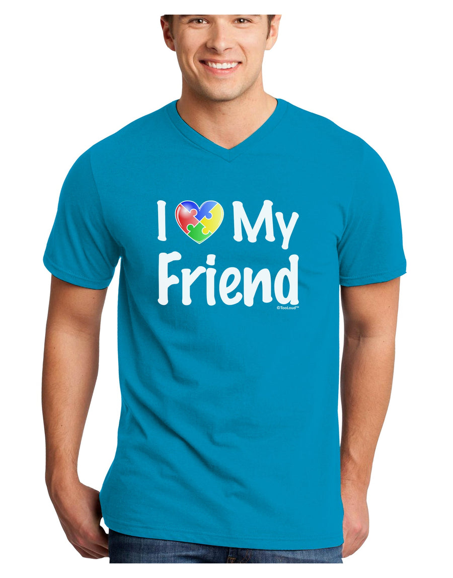 I Heart My Friend - Autism Awareness Adult Dark V-Neck T-Shirt by TooLoud-Mens V-Neck T-Shirt-TooLoud-Black-Small-Davson Sales