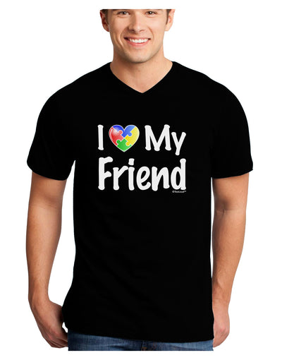 I Heart My Friend - Autism Awareness Adult Dark V-Neck T-Shirt by TooLoud-Mens V-Neck T-Shirt-TooLoud-Black-Small-Davson Sales