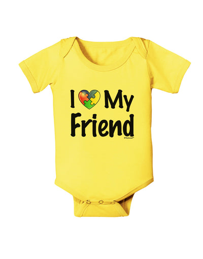 I Heart My Friend - Autism Awareness Baby Romper Bodysuit by TooLoud-Baby Romper-TooLoud-Yellow-06-Months-Davson Sales