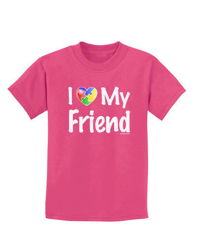 I Heart My Friend - Autism Awareness Childrens Dark T-Shirt by TooLoud-Childrens T-Shirt-TooLoud-Sangria-X-Small-Davson Sales