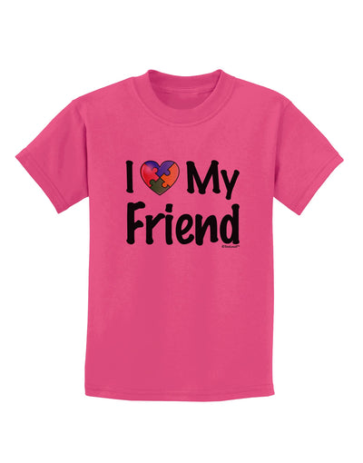 I Heart My Friend - Autism Awareness Childrens T-Shirt by TooLoud-Childrens T-Shirt-TooLoud-Sangria-X-Small-Davson Sales