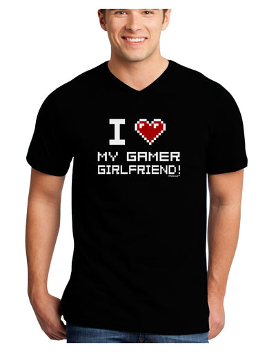 I Heart My Gamer Girlfriend Adult Dark V-Neck T-Shirt-TooLoud-Black-Small-Davson Sales