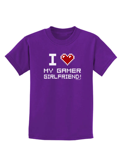 I Heart My Gamer Girlfriend Childrens Dark T-Shirt-Childrens T-Shirt-TooLoud-Purple-X-Small-Davson Sales