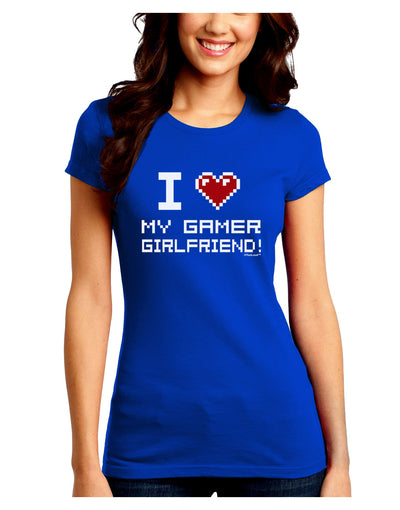 I Heart My Gamer Girlfriend Juniors Petite Crew Dark T-Shirt-T-Shirts Juniors Tops-TooLoud-Royal-Blue-Juniors Fitted Small-Davson Sales