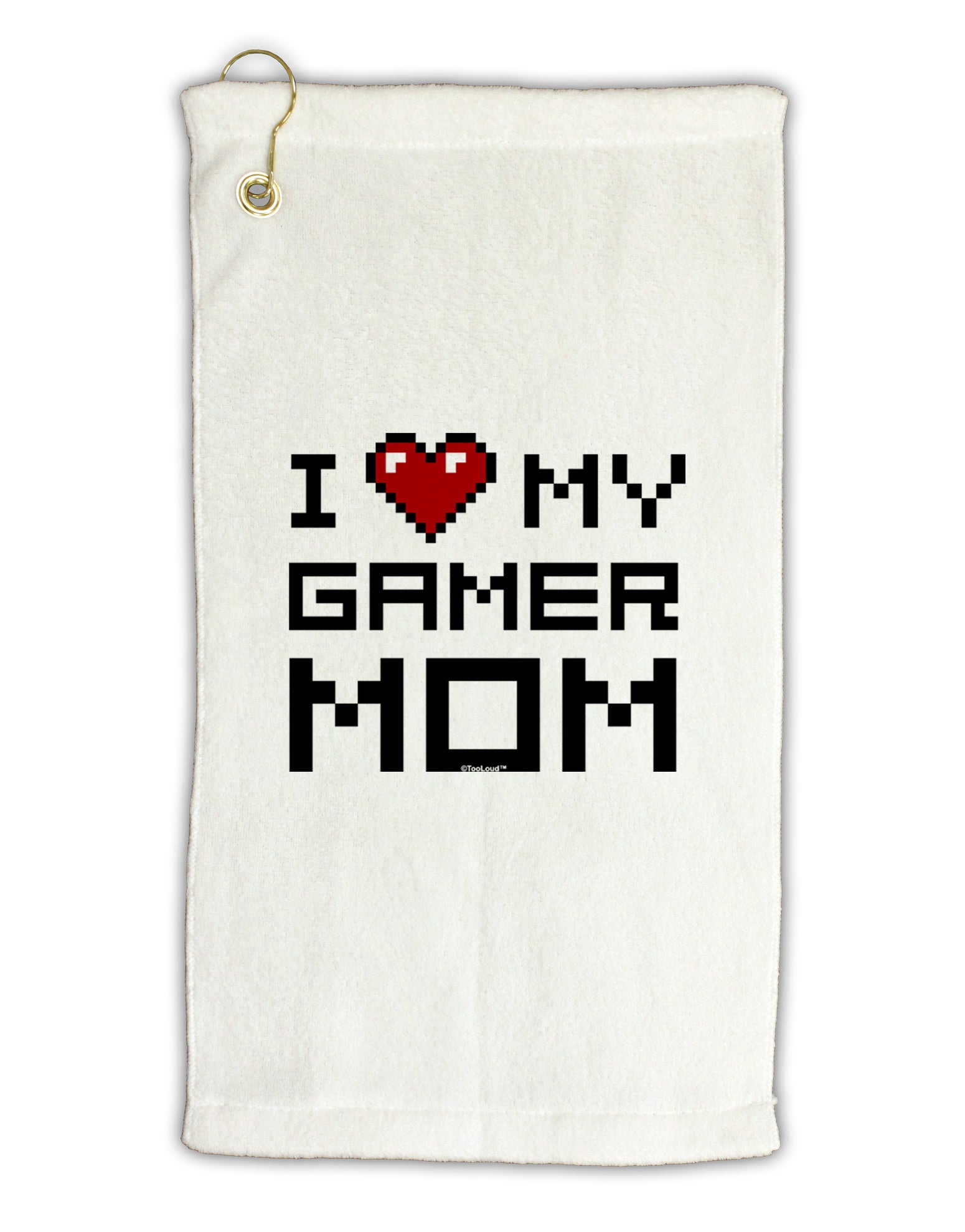 I Heart My Gamer Mom Micro Terry Gromet Golf Towel 16 x 25 inch by TooLoud-Golf Towel-TooLoud-White-Davson Sales