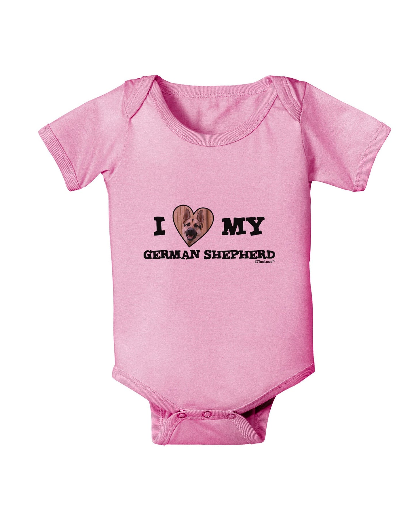 I Heart My German Shepherd Baby Romper Bodysuit-Baby Romper-TooLoud-Light-Pink-06-Months-Davson Sales