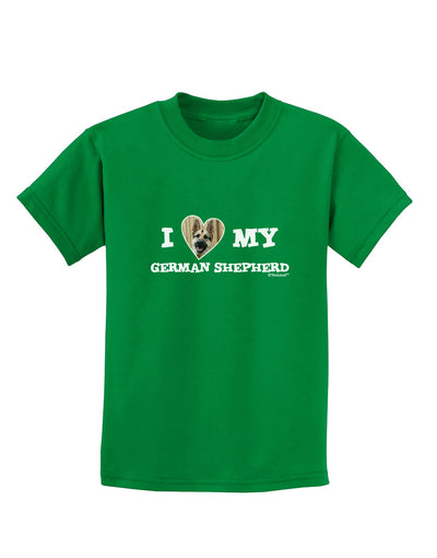 I Heart My German Shepherd Childrens Dark T-Shirt-Childrens T-Shirt-TooLoud-Kelly-Green-X-Small-Davson Sales