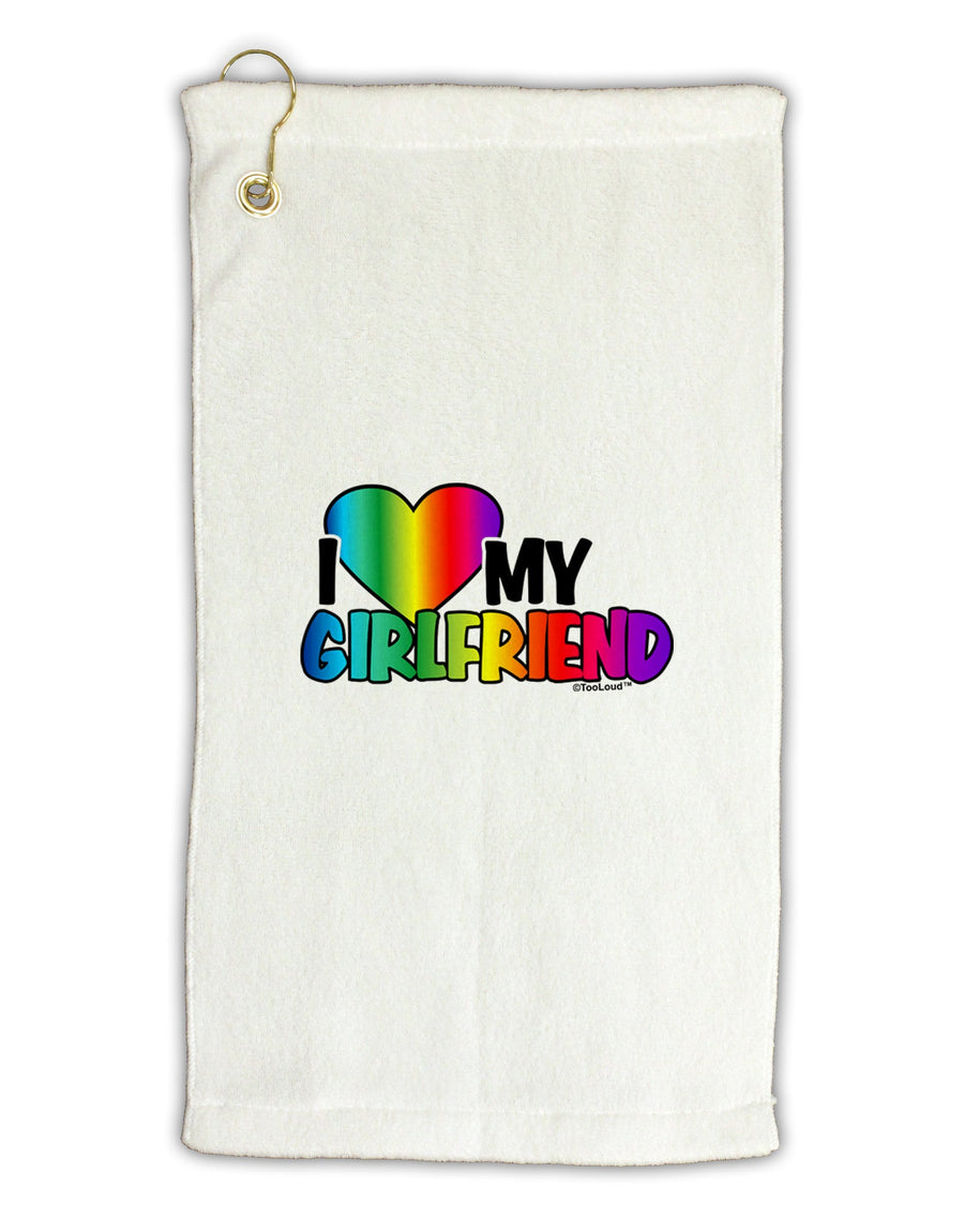 I Heart My Girlfriend - Rainbow Micro Terry Gromet Golf Towel 16 x 25 inch-Golf Towel-TooLoud-White-Davson Sales