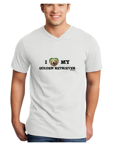 I Heart My Golden Retriever Adult V-Neck T-shirt-Mens V-Neck T-Shirt-TooLoud-White-Small-Davson Sales