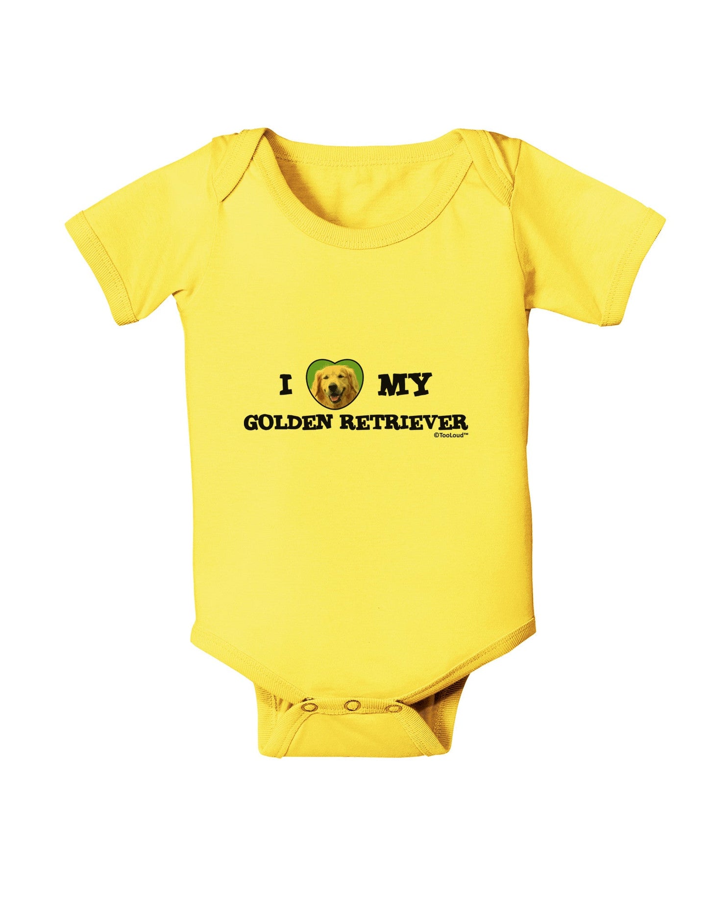 I Heart My Golden Retriever Baby Romper Bodysuit-Baby Romper-TooLoud-Yellow-06-Months-Davson Sales
