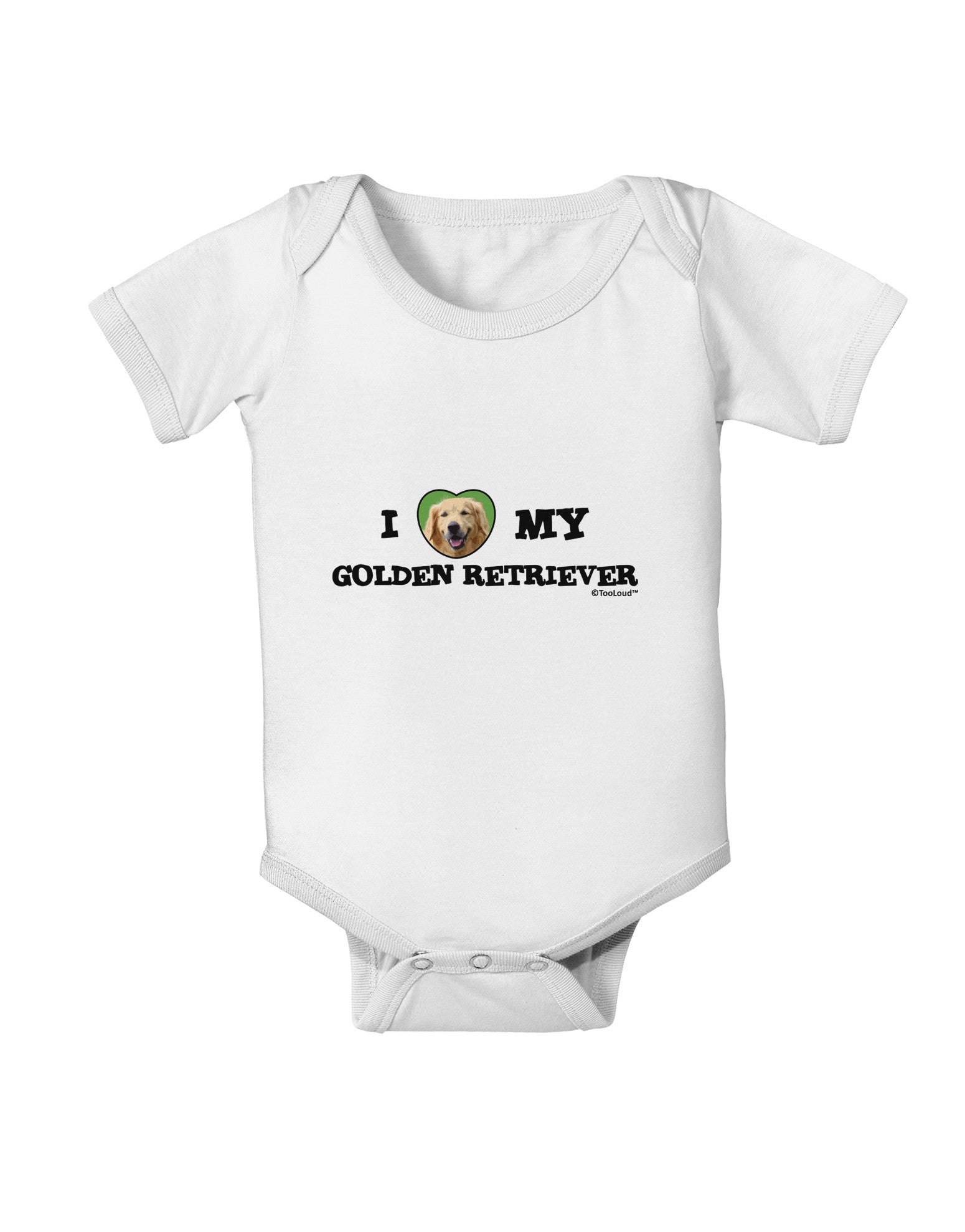 I Heart My Golden Retriever Baby Romper Bodysuit-Baby Romper-TooLoud-White-06-Months-Davson Sales