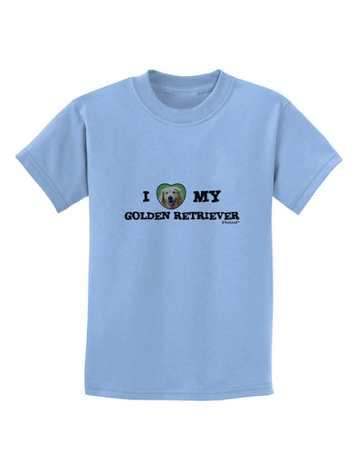 I Heart My Golden Retriever Childrens T-Shirt-Childrens T-Shirt-TooLoud-Light-Blue-X-Small-Davson Sales