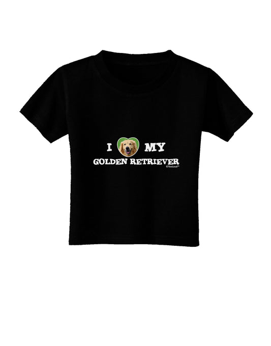 I Heart My Golden Retriever Toddler T-Shirt Dark-Toddler T-Shirt-TooLoud-Black-2T-Davson Sales