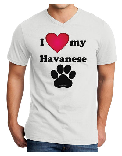 I Heart My Havanese Adult V-Neck T-shirt by TooLoud-Mens V-Neck T-Shirt-TooLoud-White-Small-Davson Sales