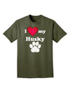 I Heart My Husky Adult Dark T-Shirt by TooLoud-Mens T-Shirt-TooLoud-Military-Green-Small-Davson Sales