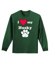 I Heart My Husky Adult Long Sleeve Dark T-Shirt by TooLoud-TooLoud-Dark-Green-Small-Davson Sales