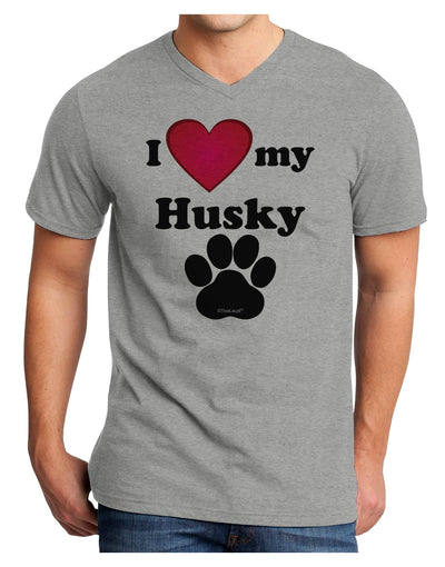 I Heart My Husky Adult V-Neck T-shirt by TooLoud-Mens V-Neck T-Shirt-TooLoud-HeatherGray-Small-Davson Sales